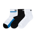 3-Pack Mid Crew Socks - Black/White/Vessi Blue